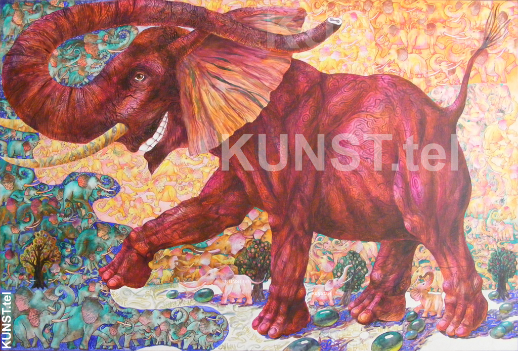 ETAPAS 9. Paveikslas ‘Raudonasis Dramblys’ (‘Red Elephant’), dailininkas-tapytojas Leonid Zаdonski (Le-Za)