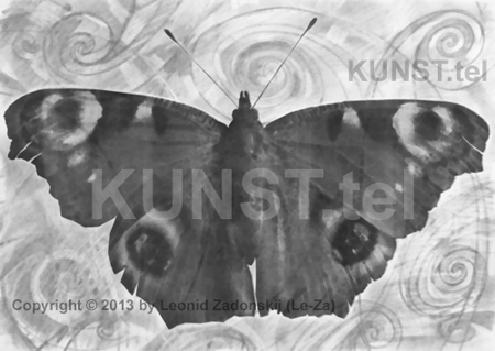 Paveikslas ‘Drugelis, Skraidantis virš Miesto’ (‘Flying Butterfly’), dailininkas-tapytojas Leonid Zаdonski (Le-Za)