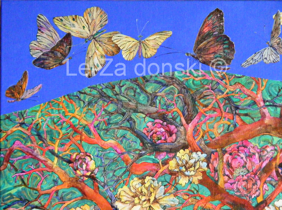 Paveikslo ‘Du Medžiai’ (‘Two Trees’) fragmentas, © dailininkas-tapytojas Leonid Zαdonski (Le-Za)