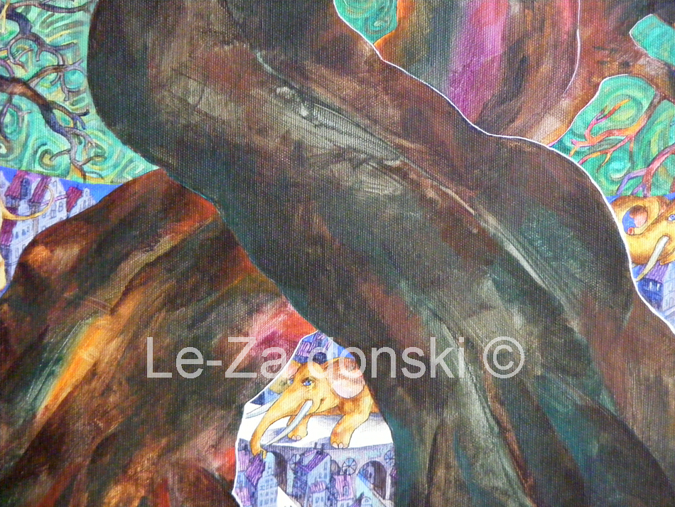 Paveikslo ‘Du Medžiai’ (‘Two Trees’) fragmentas 11 © dailininkas-tapytojas Leonid Zαdonski (Le-Za)